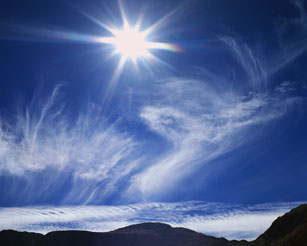 Sun in blue sky picture